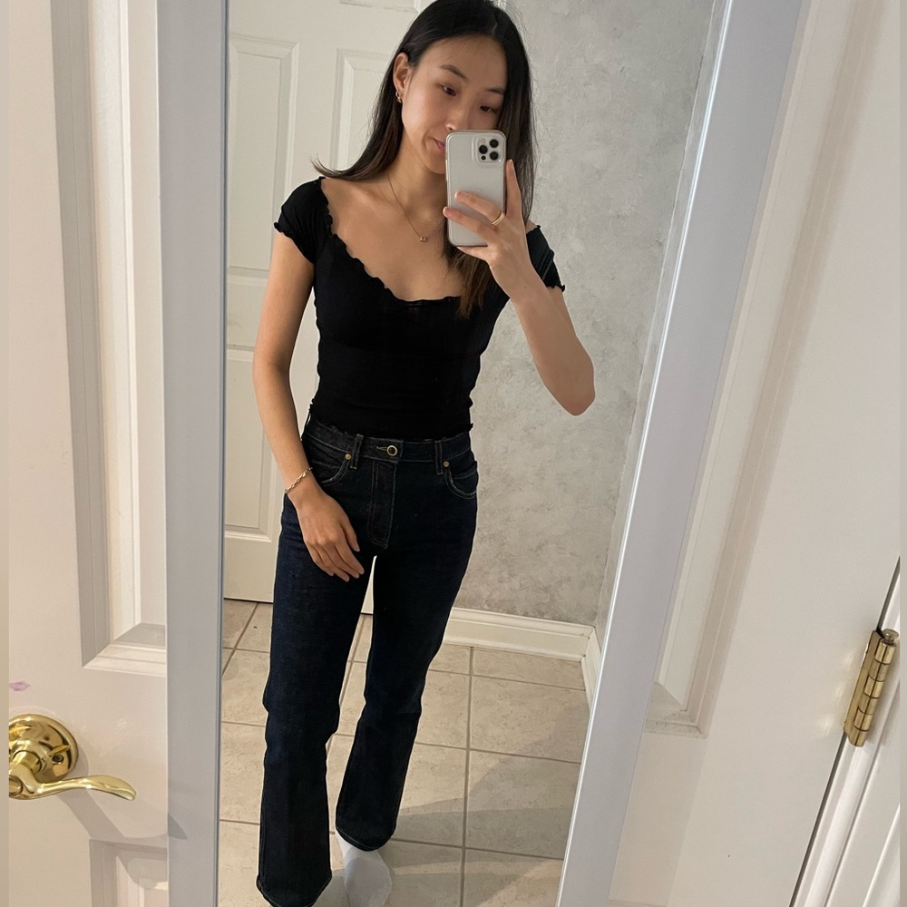 Urban Outfitters Sweetheart Neckline Black Top